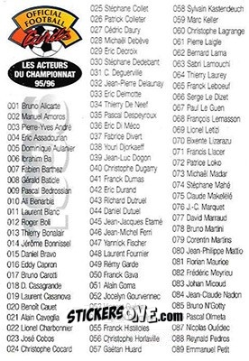 Figurina Checklist: 001-140,AE01-E20,A01-A22 - U.N.F.P. Football Cards 1995-1996 n. CL1 - Panini