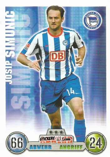 Sticker Josip Simunic - German Fussball Bundesliga 2008-2009. Match Attax n. 2 - Topps