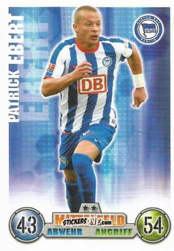 Sticker Patrick Ebert - German Fussball Bundesliga 2008-2009. Match Attax n. 13 - Topps