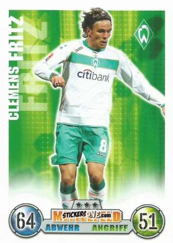 Cromo Clemens Fritz - German Fussball Bundesliga 2008-2009. Match Attax n. 61 - Topps