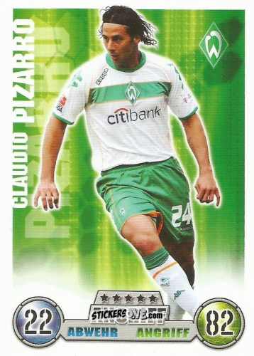 Sticker Claudio Pizarro - German Fussball Bundesliga 2008-2009. Match Attax n. 68 - Topps