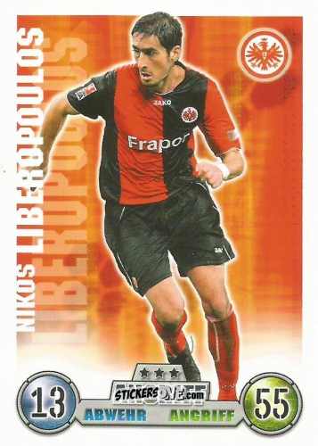 Sticker Nikos Liberopoulos - German Fussball Bundesliga 2008-2009. Match Attax n. 124 - Topps