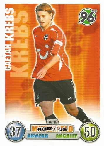 Sticker Gaetan Krebs - German Fussball Bundesliga 2008-2009. Match Attax n. 154 - Topps