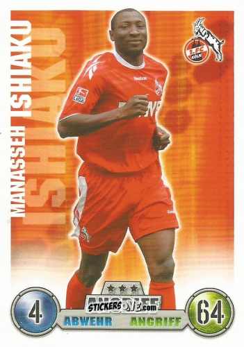Sticker Manaseh Ishiaku - German Fussball Bundesliga 2008-2009. Match Attax n. 213 - Topps