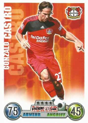 Sticker Gonzalo Castro - German Fussball Bundesliga 2008-2009. Match Attax n. 218 - Topps