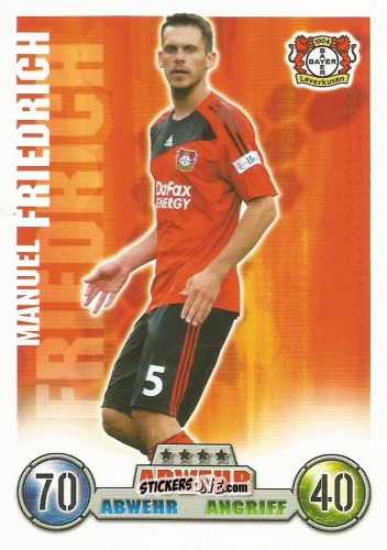 Sticker Manuel Friedrich - German Fussball Bundesliga 2008-2009. Match Attax n. 223 - Topps