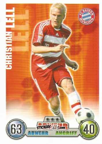 Sticker Christian Lell - German Fussball Bundesliga 2008-2009. Match Attax n. 254 - Topps