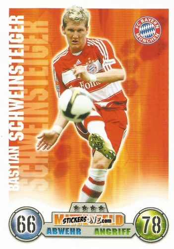 Cromo Bastian Schweinsteiger - German Fussball Bundesliga 2008-2009. Match Attax n. 260 - Topps
