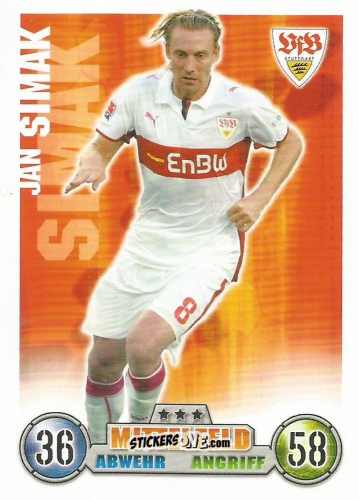 Cromo Jan Simak - German Fussball Bundesliga 2008-2009. Match Attax n. 295 - Topps