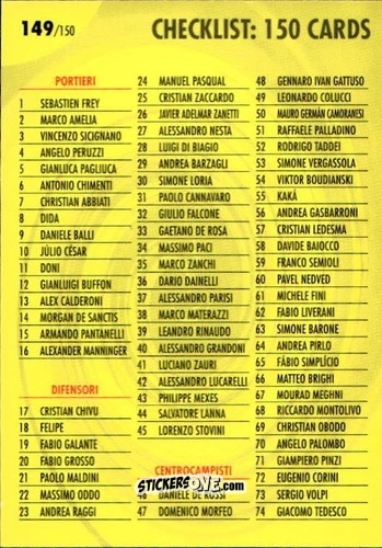 Cromo Checklist - Calcio Game 2006-2007 n. 149 - Panini