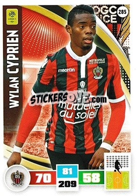 Cromo Wylan Cyprien - Foot 2016-2017. Adrenalyn Xl n. 285 - Panini