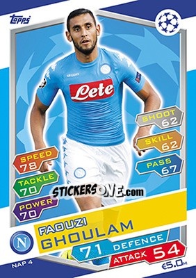 Cromo Faouzi Ghoulam - UEFA Champions League 2016-2017. Match Attax n. NAP4 - Topps