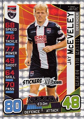 Cromo Jay McEveley - SPFL 2016-2017. Match Attax n. 187 - Topps