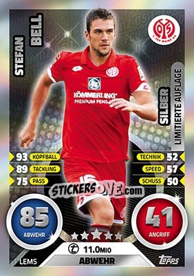 Cromo Stefan Bell - German Fussball Bundesliga 2016-2017. Match Attax n. LEMS - Topps