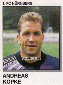 Sticker Andreas Kopke - German Football Bundesliga 1991-1992 n. 255 - Panini