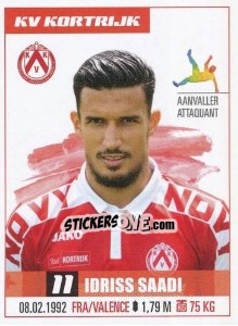 Figurina Idriss Saadi - Belgian Pro League 2016-2017 n. 171 - Panini
