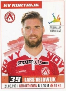 Cromo Lars Veldwijk - Belgian Pro League 2016-2017 n. 173 - Panini