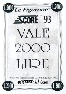 Cromo Vale 2000 Lire - GOLD Calcio 1992-1993 n. L2 - Score