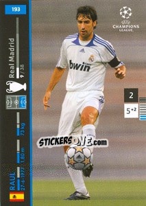 Cromo Raul González - UEFA Champions League 2007-2008. Trading Cards Game n. 193 - Panini