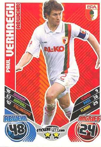 Sticker Paul Verhaegh - German Football Bundesliga 2011-2012. Match Attax Extra n. 2 - Topps