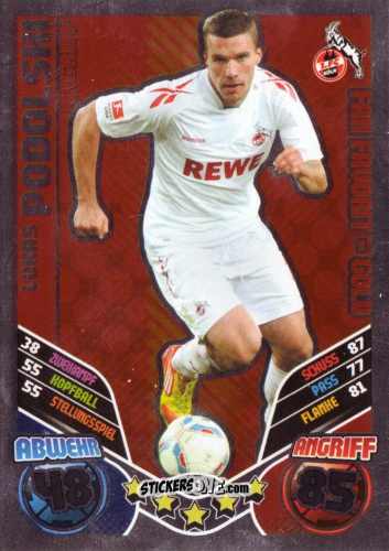 Figurina Lukas Podolski - German Football Bundesliga 2011-2012. Match Attax Extra n. 64 - Topps