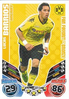 Sticker Lucas Barrios - German Football Bundesliga 2011-2012. Match Attax Extra n. 94 - Topps