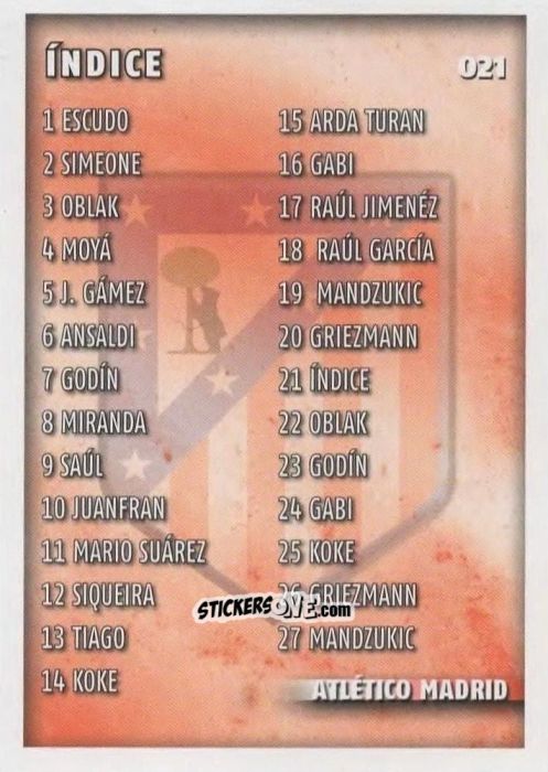 Cromo Índice - Las Fichas Quiz De La Liga 2014-2015 n. 21 - Mundicromo