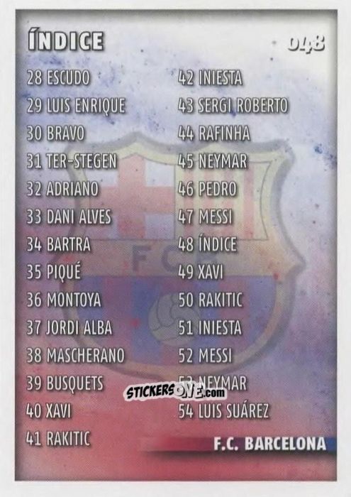 Cromo Índice - Las Fichas Quiz De La Liga 2014-2015 n. 48 - Mundicromo