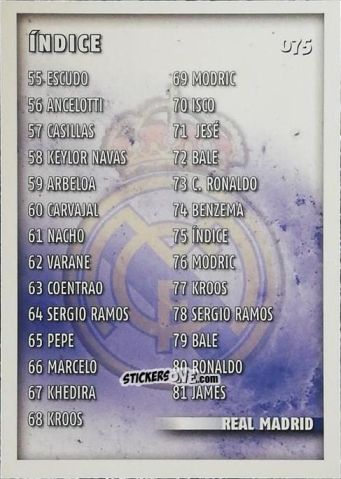 Cromo Índice - Las Fichas Quiz De La Liga 2014-2015 n. 75 - Mundicromo