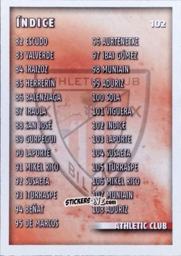 Cromo Índice - Las Fichas Quiz De La Liga 2014-2015 n. 102 - Mundicromo