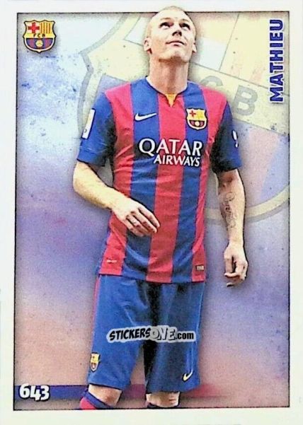 Sticker Jérémy Mathieu - Las Fichas Quiz De La Liga 2014-2015 n. 643 - Mundicromo