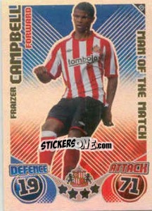 Cromo Fraizer Campbell - English Premier League 2010-2011. Match Attax n. 425 - Topps