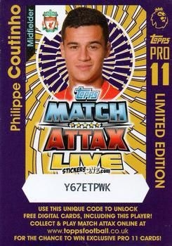 Figurina Philippe Coutinho - English Premier League 2016-2017. Match Attax Extra n. P34 - Topps