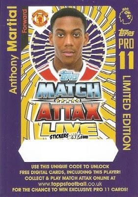 Sticker Anthony Martial - English Premier League 2016-2017. Match Attax Extra n. P38 - Topps