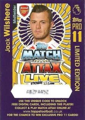 Cromo Jack Wilshere - English Premier League 2016-2017. Match Attax Extra n. P40 - Topps