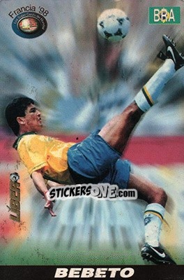 Figurina Bebeto - Los Super Cards del Mundial Francia 1998 n. 57 - LIBERO VM
