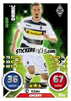 Figurina Josip Drmic - German Fussball Bundesliga 2016-2017. Match Attax Extra n. 544 - Topps