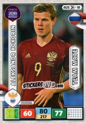 Cromo Aleksandr Kokorin - Road To 2018 Fifa World Cup Russia. Adrenalyn Xl n. RUS18 - Panini
