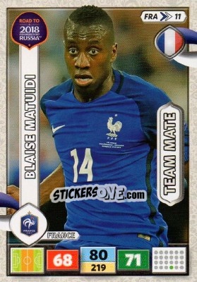 Cromo Blaise Matuidi - Road To 2018 Fifa World Cup Russia. Adrenalyn Xl n. FRA11 - Panini