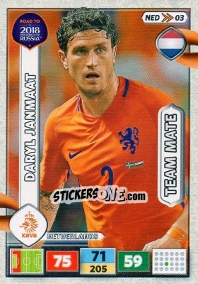 Figurina Daryl Janmaat - Road To 2018 Fifa World Cup Russia. Adrenalyn Xl n. NED03 - Panini