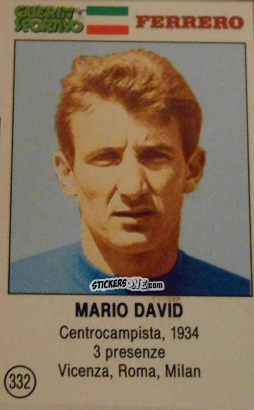 Figurina Mario David - Azzurri. La Storia Della Nazionale Italiana n. 332 - Guerin Sportivo