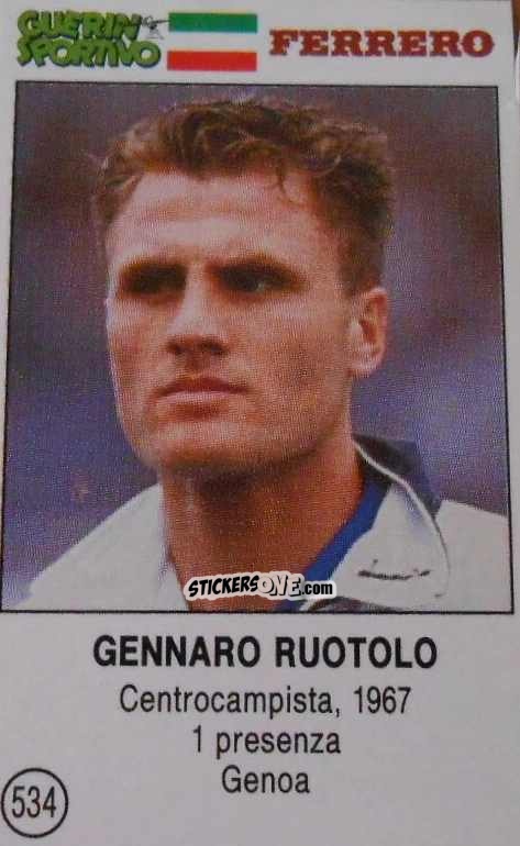 Figurina Gennaro Ruotolo - Azzurri. La Storia Della Nazionale Italiana n. 534 - Guerin Sportivo