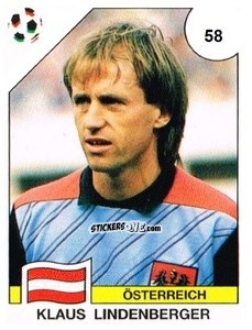 Figurina Klaus Lindenberger - Campeonato De Futebol Mundial 1990 n. 58 - Panini