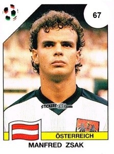 Figurina Manfred Zsak - Campeonato De Futebol Mundial 1990 n. 67 - Panini