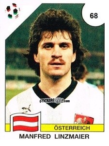 Figurina Manfred Linzmaier - Campeonato De Futebol Mundial 1990 n. 68 - Panini
