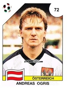 Figurina Andreas Ogris - Campeonato De Futebol Mundial 1990 n. 72 - Panini