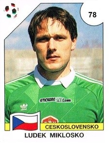 Cromo Ludek Miklosko - Campeonato De Futebol Mundial 1990 n. 78 - Panini