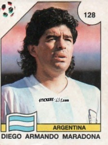 Cromo Diego Armando Maradona - Campeonato De Futebol Mundial 1990 n. 128 - Panini