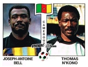 Figurina Joseph-Antoine Bell / Thomas N'Kono - Campeonato De Futebol Mundial 1990 n. 173 - Panini