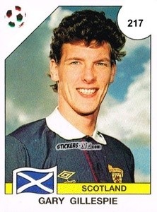 Figurina Gary Gillespie - Campeonato De Futebol Mundial 1990 n. 217 - Panini